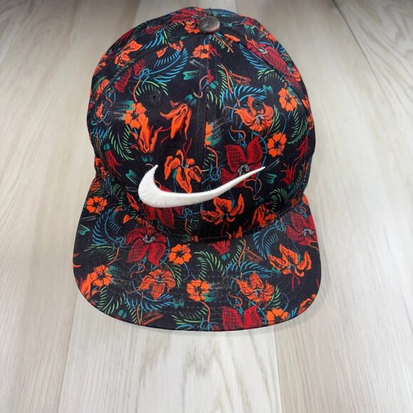 Nike Just Do It Mens Black Adjustable Strap Back Floral Snapback Cap One Size - Picture 1 of 11